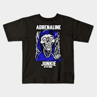 Adrenaline Junkie at 1/4 Mile Skull Racing Kids T-Shirt